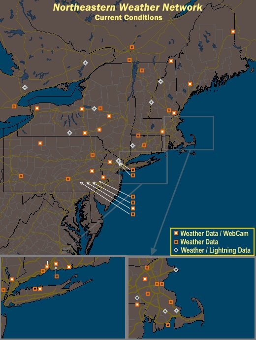 Mesomap of Northeastern Weather Network Stations